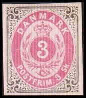 1886. Official Reprint. Bi-coloured Skilling. 3 Sk. Gray/lilac Inverted Frame. (Michel 17 II ND) - JF413921 - Probe- Und Nachdrucke
