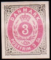 1886. Official Reprint. Bi-coloured Skilling. 3 Sk. Gray/lilac Inverted Frame. (Michel 17 II ND) - JF413922 - Proofs & Reprints