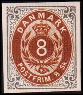 1886. Official Reprint. Bi-coloured Skilling. 8 Sk. Gray/brown Inverted Frame. (Michel 19 II ND) - JF413925 - Proeven & Herdrukken