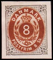 1886. Official Reprint. Bi-coloured Skilling. 8 Sk. Gray/brown Inverted Frame. (Michel 19 II ND) - JF413926 - Proeven & Herdrukken