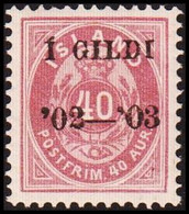 1902. I GILDI. 40 Aur Lilac. Perf. 12 3/4. Black Overprint. Margin Watermark. Never H... (Michel 32B) - JF413948 - Neufs