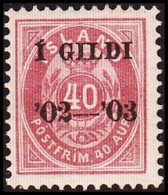 1902. I GILDI. 40 Aur Lilac. Perf. 12 3/4. Black Overprint. Margin Watermark. Never H... (Michel 32B) - JF413952 - Unused Stamps