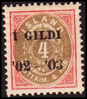 1902. I GILDI. 4 Aur Red/grey. Perf. 12 3/4. Black Overprint. Never Hinged. (Michel 25B) - JF413961 - Nuevos