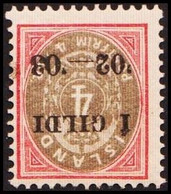 1902. I GILDI. 4 Aur Red/grey. Perf. 12 3/4. Black Overprint. Hinged. Inverted Waterm... (Michel 25B) - JF413998 - Neufs