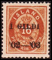 1902. I GILDI. 16 Aur Brown. Perf. 12 3/4. Black Overprint. Varity AFA 9x Nord Frame. (Michel 29B) - JF414008 - Unused Stamps