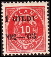 1902. I GILDI. 10 Aur Red. Perf. 12 3/4. Black Overprint. Variety AFA 8x. Never Hinge... (Michel 28B) - JF414035 - Unused Stamps