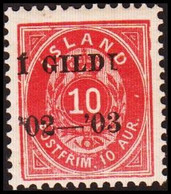 1902. I GILDI. 10 Aur Red. Perf. 12 3/4. Black Overprint. Variety AFA 8x. Never Hinge... (Michel 28B) - JF414035 - Ungebraucht