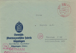 BVS Chemie Pharma Fabrik Göppingen Carl Müller 1946 - Gebühr Bezahlt - Pharmacy