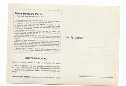 Carte Publicitaire Laboratoire Sarein Paris Médicament Enterosalicyl Contre Les Rhumatismes - Paris Notre Dame - Santé