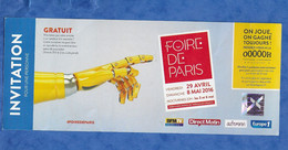 Ticket D' Entrée Invitation Foire De Paris 2016 Sponsor Europe 1 Direct Matin BFM TV - Tickets - Vouchers