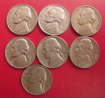 USA. United States Of America. 7 Pièces : 5 Five Cents 1954/1990 - 1938-…: Jefferson