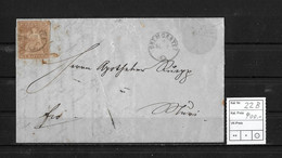 1854-1862 Helvetia (ungezähnt)  Faltbrief BREMGARTEN Nach SINS    ►SBK-22B1 Fingerhutstpl. Bremgarten◄ - Lettres & Documents
