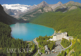 Canada PPC Lake Louise & Chateau 1989 KORSØR Denmark 2x 3-sided Perf. Stamps (2 Scans) - Lake Louise