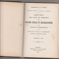 RECUEIL DES LOIS ET ARRETES SUR LES PENSIONS CIVILES ET ECCLESIASTIQUES- STATUTS CAISSE VEUVE,ORPHELINS - Boekhouding & Beheer