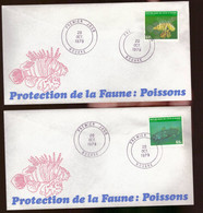 Cote Ivoire 2 Enveloppes FDC Premier Jour Protection De La Faune Poissons Poisson 20 Octobre 1979 Bouake - Costa De Marfil (1960-...)