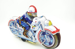 Vintage TIN TOY CAR : Maker UNKNOWN - N° 51 Police Motorcycle Cafe Racer Friction Litho - 22cm - JAPAN - 1970's - - Collectors & Unusuals - All Brands