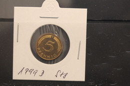 Bundesrepublik Deutschland, Kursmünze: 5 Pfennig; 1999 D, Jäger-Nr. 382, Stg - 5 Pfennig