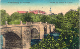 WECHSELBURG In MULDENTAL, Ca. 1920, Ungebr. Handkolorierte AK Brücke Mit Schloss Und Kirche, TOP-Erhaltung - Mittweida
