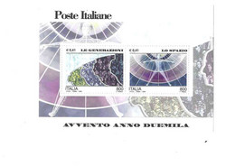 Rep. Italiana 2000: Avvento Anno Duemila, 4° Emissione. Le Generazioni - Lo Spazio. Foglietto NUOVO** - 1991-00:  Nuovi