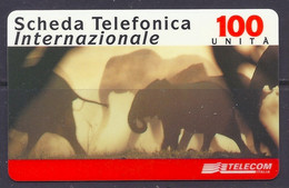 Italia / Italy - Telecom, Scheda Telefonica Internazionale, 100 Units, Animali, Animals Elephants Elefanti Used - Usate - Andere & Zonder Classificatie