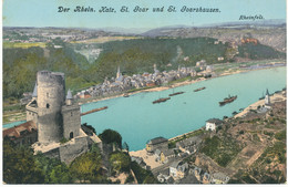 ST. GOARSHAUSEN U. ST. GOAR, Ca. 1910, Farb. Gebr. AK „Der Rhein. Katz, St. Goar Und St. Goarshausen“ (Erhaltung 4-5 Von - St. Goar