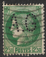 France 1939 Scarse Perforé / Perfin A.G , Ceres 2.50F, Scott 338, Used. - Oblitérés