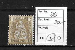 1862 - 1881 SITZENDE HELVETIA (gezähnt) → SBK-36* - Ungebraucht