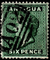 Antigua 1876 SG 18  6d Blue-green  Wmk Crown CC    Perf 14   Used A02 Cancel - 1858-1960 Kolonie Van De Kroon