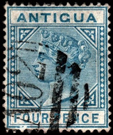 Antigua 1879 SG 20  4d Blue  Wmk Crown CC    Perf 14   Used A02 Cancel - 1858-1960 Colonia Britannica