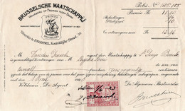 BELGIË/BELGIQUE :1923: Kwitantie Van ## BRUSSELSE MAATSCHAPPIJ - ... Brand ## Aan ## LUYCKS Louis, Te St. Denijs Boucle - Banca & Assicurazione