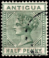 Antigua 1882 SG 21  ½d Dull Green  Wmk Crown CA    Perf 14   Used Cds Cancel - 1858-1960 Colonia Britannica