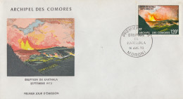 Enveloppe  FDC  1er  Jour   ARCHIPEL  Des  COMORES   Eruption  Du  Karthala   1973 - Altri & Non Classificati