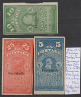 LOT DE TIMBRES DES ETATS-UNIS NEUF(*)  1865 Nr 2-3-4 TIMBRES POUR JOURNEAUX REIMPRIMES FAC-SIMILE  COTE   375.00     € - Dagbladzegels