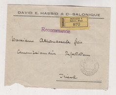 GREECE 1913 AUSTRIA Post Office  SALONIQUE SALONICH Nice Registered Cover To Trieste Italy Austria - Cartas & Documentos