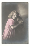 Postcard Vintage Early 1915 Used "Child & Black Lab" See Description - Children And Family Groups