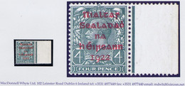 Ireland 1922 Dollard Rialtas Ovpt In Carmine On 4d Grey-green Right Marginal Mint Unmounted Never Hinged - Autres & Non Classés