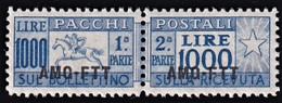 ITALIA REPUBBLICA 1954 TRIESTE AMG-FTT L.1000 CAVALLINO PACCHI POSTALI SASSONE N.26 SPLENDIDO OTTIMA CENTRATURA MNH (2) - Postpaketen/concessie