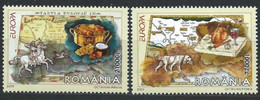 2005 Romania Europa CEPT Gastronomy Set Of 2v MNH** MiNr. 5935 - 5936 Dog, Hunting, Wine, Food, Horse, - Ongebruikt