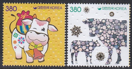 South Korea KPCN109-10 New Year's Greetings, Ox, Cow, Hologram, Hologramme, Bonne Année, Vache - Hologrammes