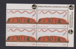 Australia 1993  45c Uluru Cornrt Block Iverprinted Polska 93 Mint Never Hinged - Nuevos