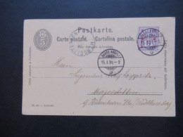 Schweiz 1891 Nr. 52 Als Zusatzfrankatur Auslandskarte Davos Dörfli - Mergelstetten Mit K1 Ank. Stempel - Brieven En Documenten