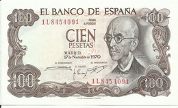 ESPAÑA, BILLETE  100 PESETAS,  AÑO  1970, SIN CIRCULAR - 100 Pesetas