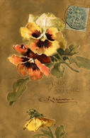 Catharina KLEIN * CPA Illustrateur * éditeur 559. * Doré Dorures * Doux Souvenir * Fleurs - Klein, Catharina