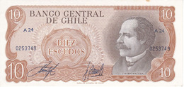 BILLETE DE CHILE DE 10 PESOS DE BALMACEDA DEL AÑO 1970 SIN CIRCULAR - UNCIRCULATED (BANK NOTE) - Chili