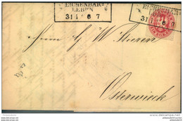 EICHENBAR-LEBEN, 1867 Brief Mit 1 Sgr. Wappen Nach Osterwieck- Brandenburg - Brieven En Documenten