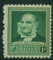 USA Scott #874  1940    1c  James Audubon  -  Famous Americans Series - Scientists    Mint Never Hinged (MNH) - Unused Stamps