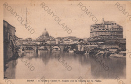 CARTOLINA  ROMA,LAZIO.IL PONTE E CASTEL S.ANGELO CON LA VEDUTA DEL S.PIETRO,BELLA ITALIA,STORIA,CULTURA,VIAGGIATA 1928 - Ponts