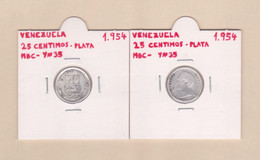VENEZUELA   25 CENTIMOS  1.954  Plata/Silver  Y#35   MBC-/VF-  T-DL-12.551 - Venezuela