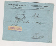 GREECE 1912 ITALY KALIMNO  Nice Registered Cover To Trieste Italy Austria - Storia Postale