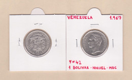 VENEZUELA   1  BOLIVAR  1.967  NIQUEL  Y#42   MBC/VF  T-DL-12.559 - Venezuela